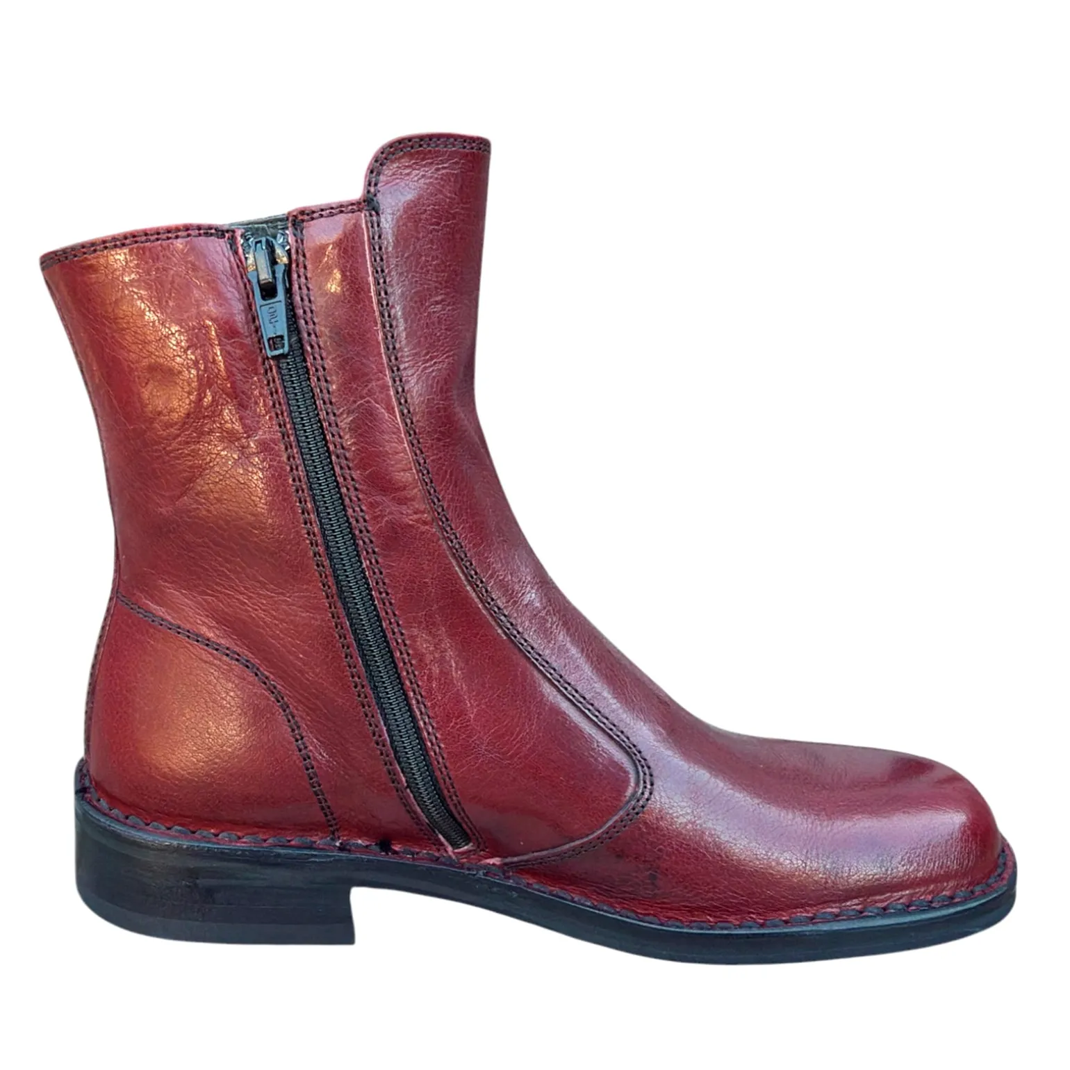 Bubetti 2078 Bordeau klassisk støvle med indvendig lynlås