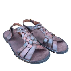 Bubetti 3456 Hasselnød Patina  rem sandal med flet