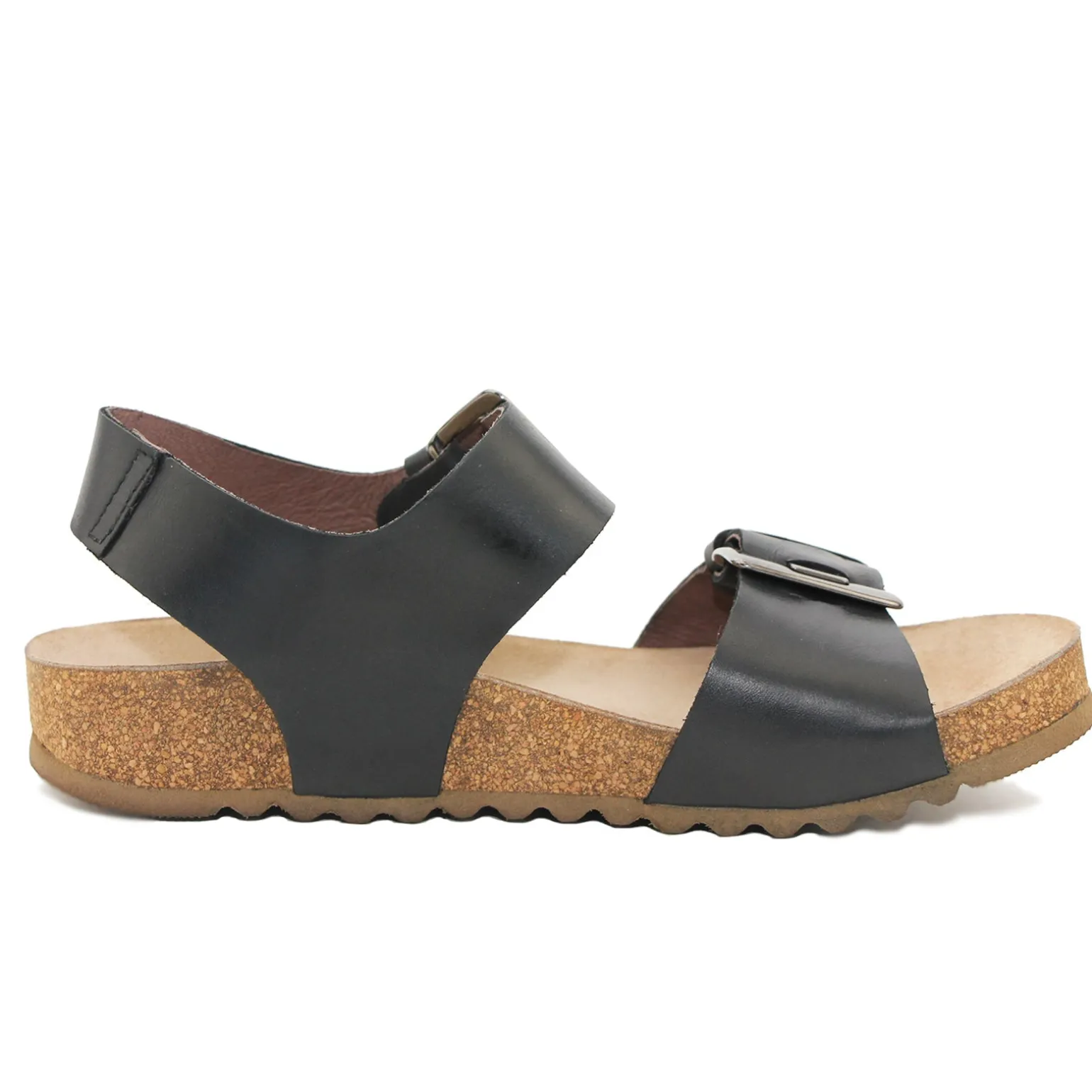 Lofina 808 sort dame sandal med fodseng