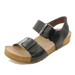 Lofina 808 sort dame sandal med fodseng