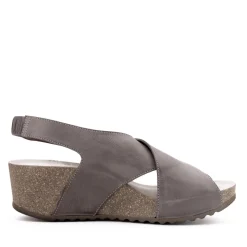 Lofina E5-191 grå brun damesandal med kilehæl