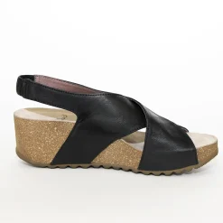 Lofina E5-191 sort dame sandal med kilehæl