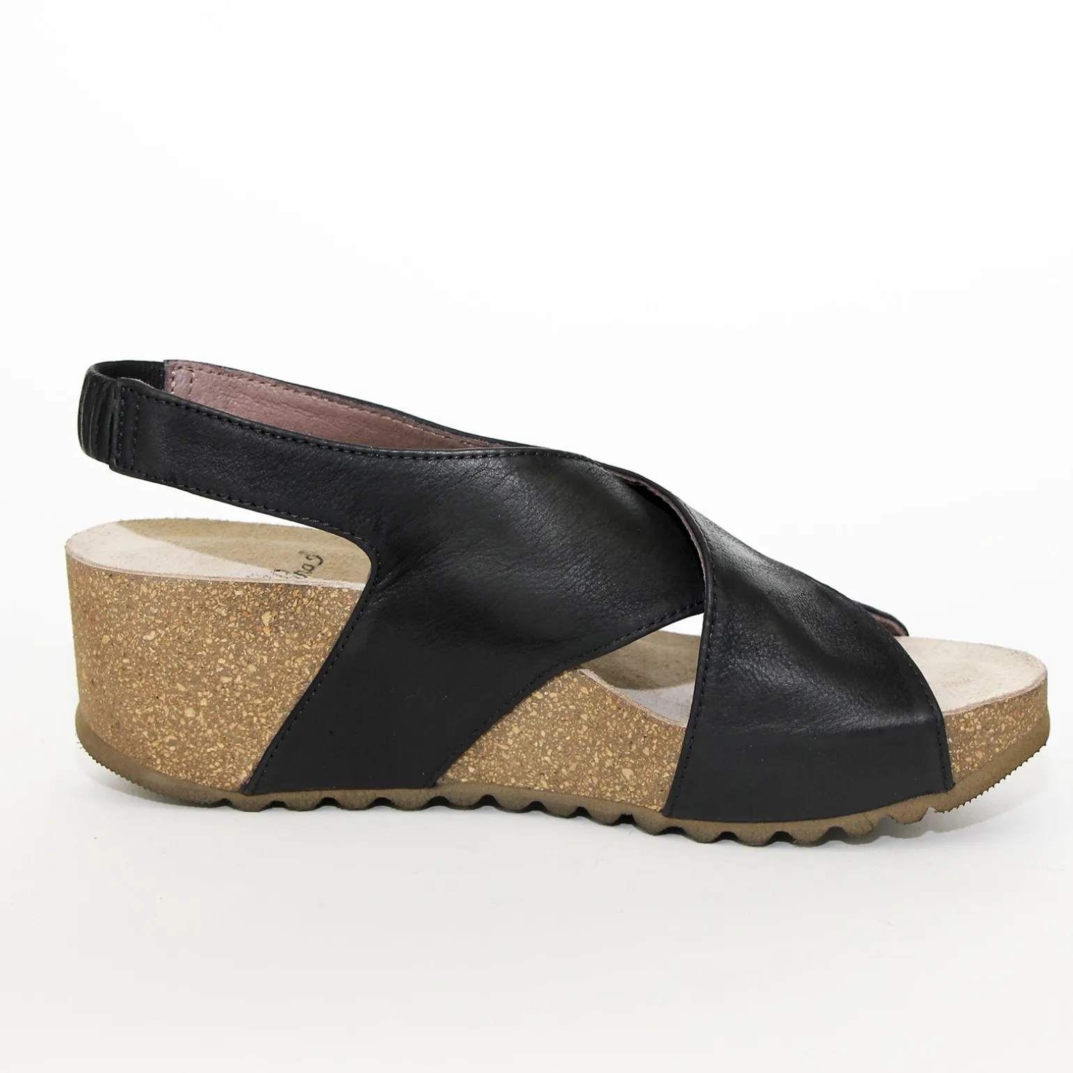 Lofina E5-191 sort dame sandal med kilehæl