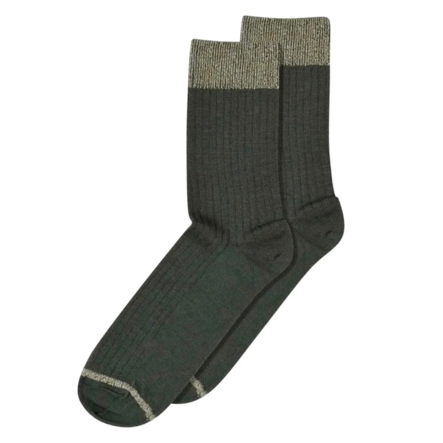 MP Denmark Erina Glitter Wool Rib Socks 59532 Grøn